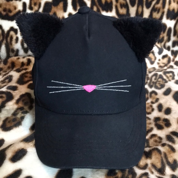 Cat Embroidered Baseball Cap Adjustable Black/ Pink/ Silver. NWOT - Picture 1 of 9